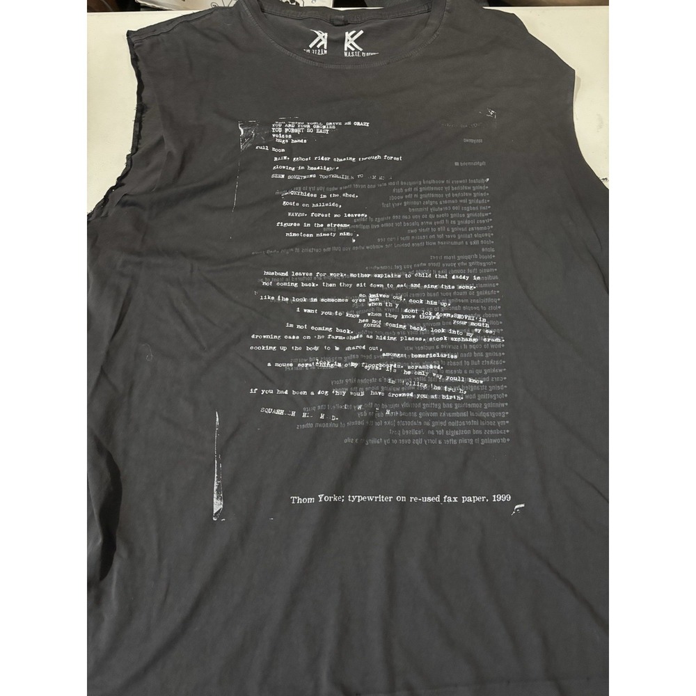 Rare Thom Yorke Knives Out Typewriter XL Sleeveless Shirt Radiohead